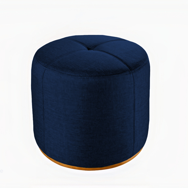 Puff Decorativo Azul Em Veludo 50cm Konfor