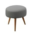 Puff Decorativo Banqueta Dóris Redondo Linho Cinza
