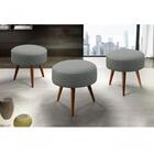 Puff Decorativo Banqueta Dóris Redondo Linho Cinza