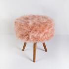 Puff Decorativo Banqueta Dóris Redondo Pelúcia Rose