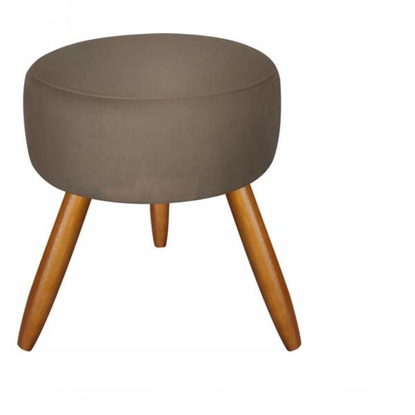 Puff Decorativo Banqueta Dóris Redondo Suede Cappuccino
