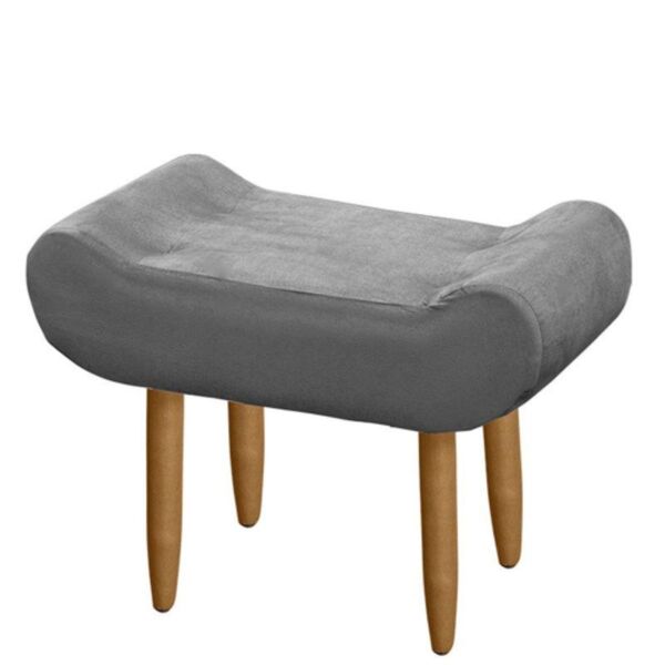 Puff Decorativo Banqueta Sala De Estar Rubi Suede Cinza