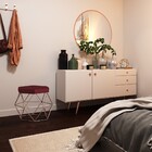 Puff Decorativo Base Bronze Elsa Suede Bordô G41 - Gran Belo