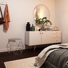 Puff Decorativo Base Bronze Elsa Suede Cappuccino G41 - Gran