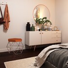 Puff Decorativo Base Bronze Elsa Suede Telha G41 - Gran Belo