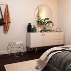 Puff Decorativo Base Bronze Elsa Veludo Bege G41 - Gran Belo