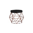 Puff Decorativo Base Bronze Elsa Veludo Preto - Gran Belo