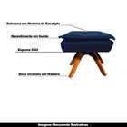 Puff Decorativo Base Giratória Em Madeira Charger Suede Azul