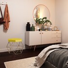 Puff Decorativo Base Gold Elsa Suede Amarelo G41 - Gran Belo