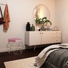 Puff Decorativo Base Gold Elsa Suede Rosa - Gran Belo