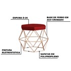 Puff Decorativo Base Gold Elsa Veludo Vermelho - Gran Belo