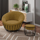 Puff Decorativo Base Metal Value Veludo Mostarda G45 - Gran B