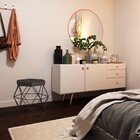 Puff Decorativo Base Preta Elsa Suede Marrom G41 - Gran Belo