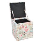 Puff Decorativo Baú Dani Quadrado Estampado Retrô Rosa D61 –