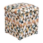 Puff Decorativo Baú Dani Quadrado Estampado Triangulo D87 – D