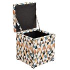 Puff Decorativo Baú Dani Quadrado Estampado Triangulo D87 – D