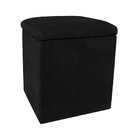 Puff Decorativo Baú Dani Quadrado Suede Preto – D'rossi