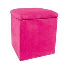 Puff Decorativo Baú Dani Quadrado Suede Rosa Barbie – D'rossi