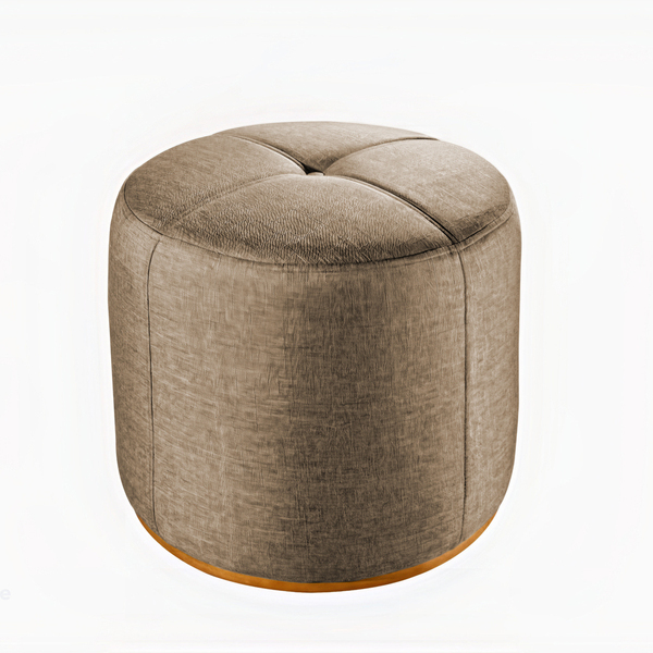 Puff Decorativo Bege Em Veludo 50cm Konfor