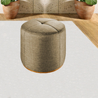 Puff Decorativo Bege Em Veludo 50cm Konfor