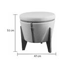 Puff Decorativo Berlim Linho Chumbo Com Pés Em Madeira