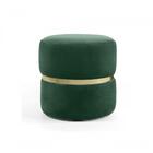Puff Decorativo Cinta Dourada Lótus Veludo Verde Esmeralda