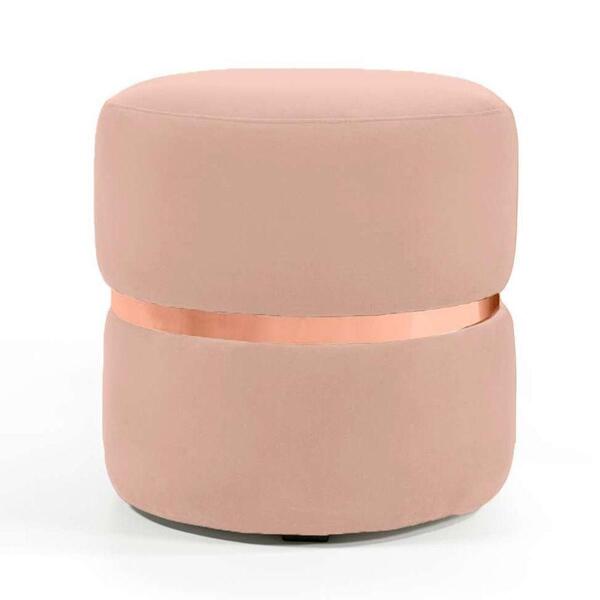 Puff Decorativo Cinta Rose Lótus Veludo Rose