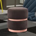 Puff Decorativo Cinto E Aro Rosê Round B-261 Veludo Marrom