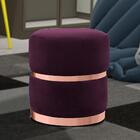 Puff Decorativo Cinto E Aro Rosê Round B-292 Veludo Uva Domi