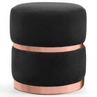 Puff Decorativo Cinto E Aro Rosê Round B-300 Veludo Preto