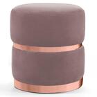 Puff Decorativo Cinto E Aro Rosê Round B-305 Veludo Rosê