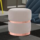 Puff Decorativo Cinto E Aro Rosê Round B-309 Veludo Bege