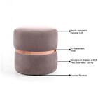 Puff Decorativo Cinto Rosê Round B-305 Veludo Rosê Domi