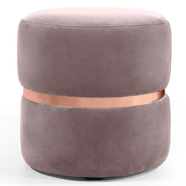 Puff Decorativo Cinto Rosê Round B-305 Veludo Rosê Domi