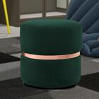 Puff Decorativo Cinto Rosê Round Veludo Verde Musgo Domi