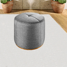 Puff Decorativo Cinza Em Veludo 50cm Konfor