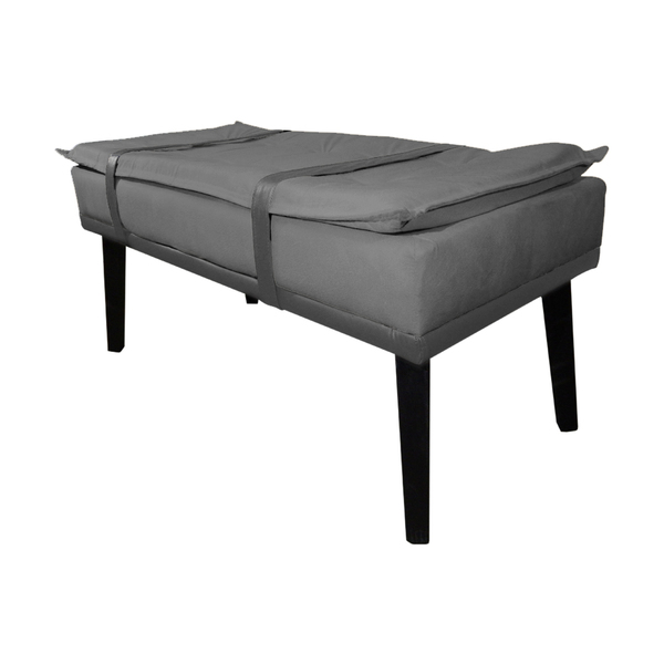Puff Decorativo Com Cinto Cinza Suede Cores - Ds Estofados
