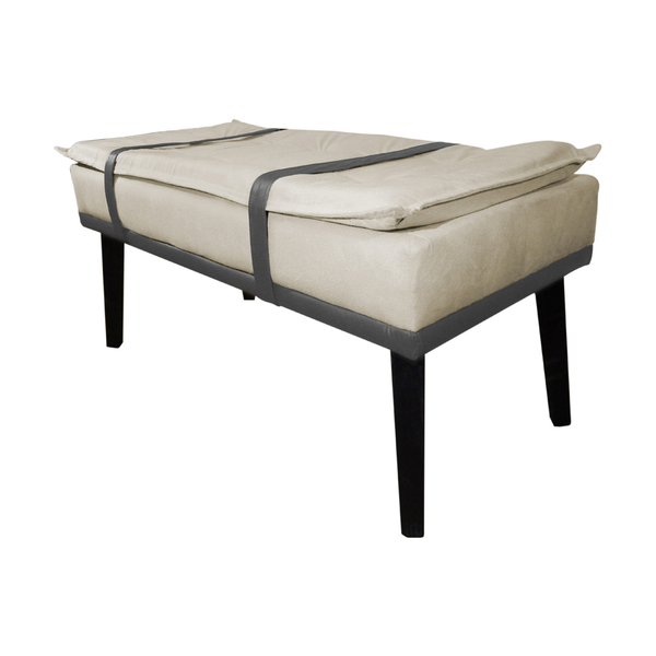 Puff Decorativo Com Cinto Cinza Suede Cores - Ds Estofados -