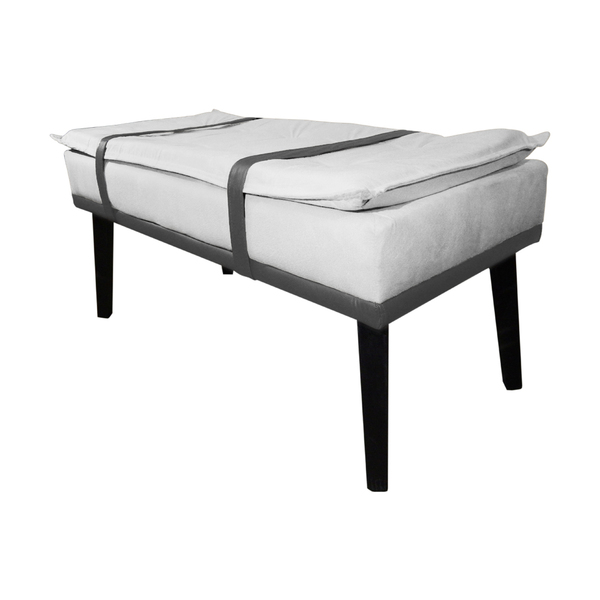 Puff Decorativo Com Cinto Cinza Suede Cores - Ds Estofados -