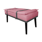 Puff Decorativo Com Cinto Cinza Suede Cores - Ds Estofados -