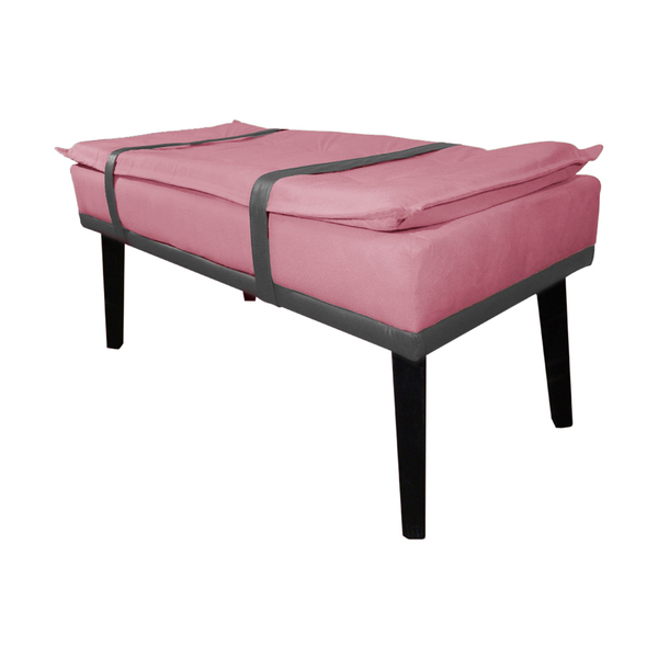 Puff Decorativo Com Cinto Cinza Suede Cores - Ds Estofados -