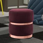 Puff Decorativo Com Cinto E Aro Rosê Round B-278 Veludo Marsa