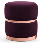 Puff Decorativo Com Cinto E Aro Rosê Round C-292 Veludo Uva -