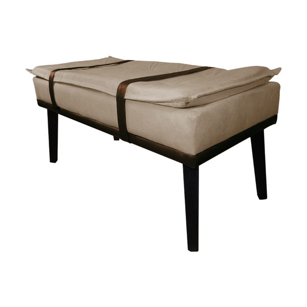 Puff Decorativo Com Cinto Marrom Suede Cores - Ds Estofados -