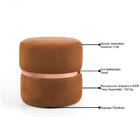 Puff Decorativo Com Cinto Rosê Round B-262 Veludo Laranja