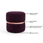 Puff Decorativo Com Cinto Rosê Round B-278 Veludo Marsala