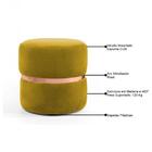 Puff Decorativo Com Cinto Rosê Round B-279 Veludo Amarelo