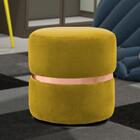 Puff Decorativo Com Cinto Rosê Round B-279 Veludo Amarelo