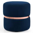 Puff Decorativo Com Cinto Rosê Round B-304 Veludo Azul Marinh