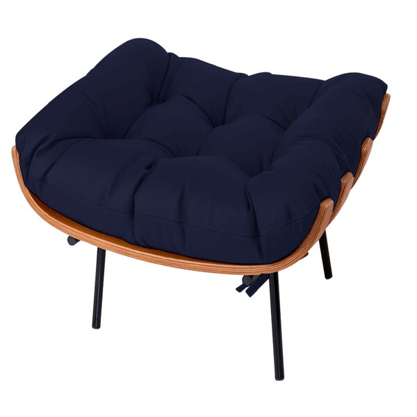 Puff Decorativo Costela Base Fixa Corano Azul Marinho - Amare